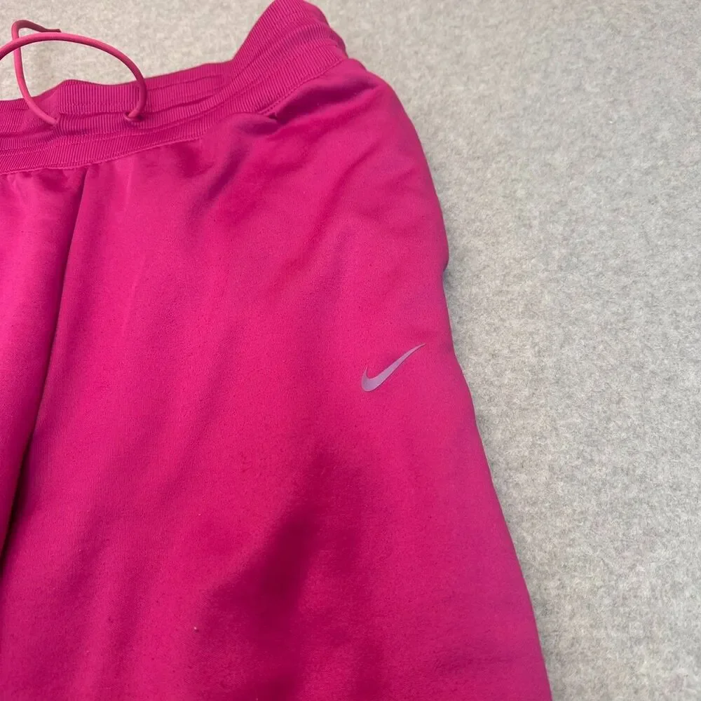 Nike Therma-FIT Fleece Matching Set Hot Fuchsia Pink Sweatshirt Joggers M Crop